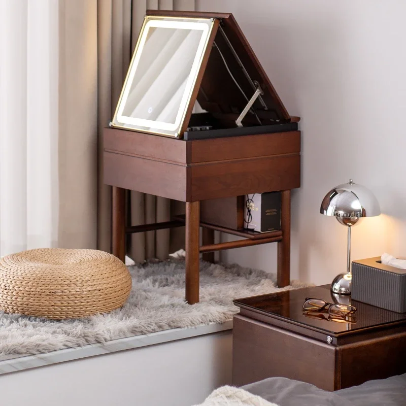 

Bay window makeup table, bedroom on the balcony, solid wood small special 2025 new 40cm medieval dresser