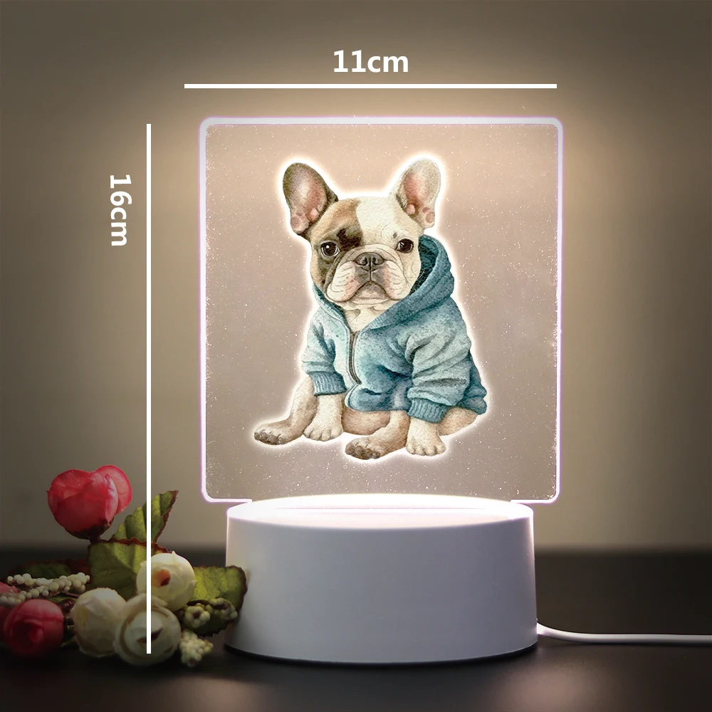 French bulldog Table Lamp Night Light 3D Illusion Lamp Bedside Rechargeable Night Lights Children\'S Christmas Gift 3D Lamp