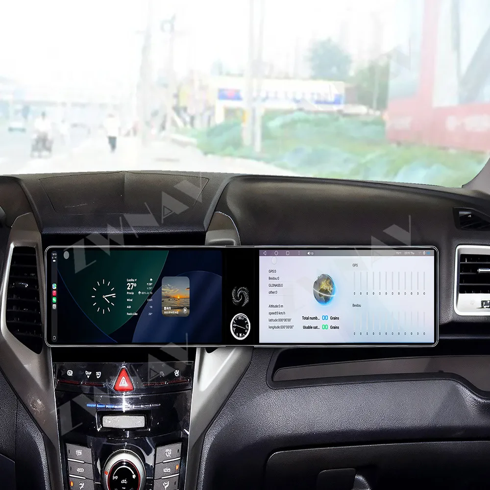 Android 13 12,3-Zoll-HD-Touch-Dual-Screen für Ssang Yong Tivoli Mattschwarz 2015-2019 Auto-GPS-Multimedia-Player Autozubehör