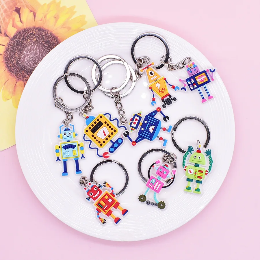 18 llaveros con diseño de robot, colgante de llave con forma de robot, llavero de robot, decoración para bolso, mochila y equipaje