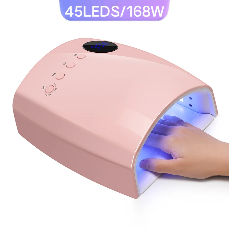 45LEDS Nail Lamp Rechargeable Gel Polish Drying Lamp With Smart Sensor & 4 Timer Setting Wireless Nail Drying Lamp Manicure Tool