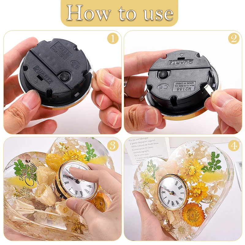 Moules d'horloge en résine de silicone, ornements d'horloge européens géométriques, moule en résine de cristal d'élection, bricolage avec accessoires de mouvement d'horloge