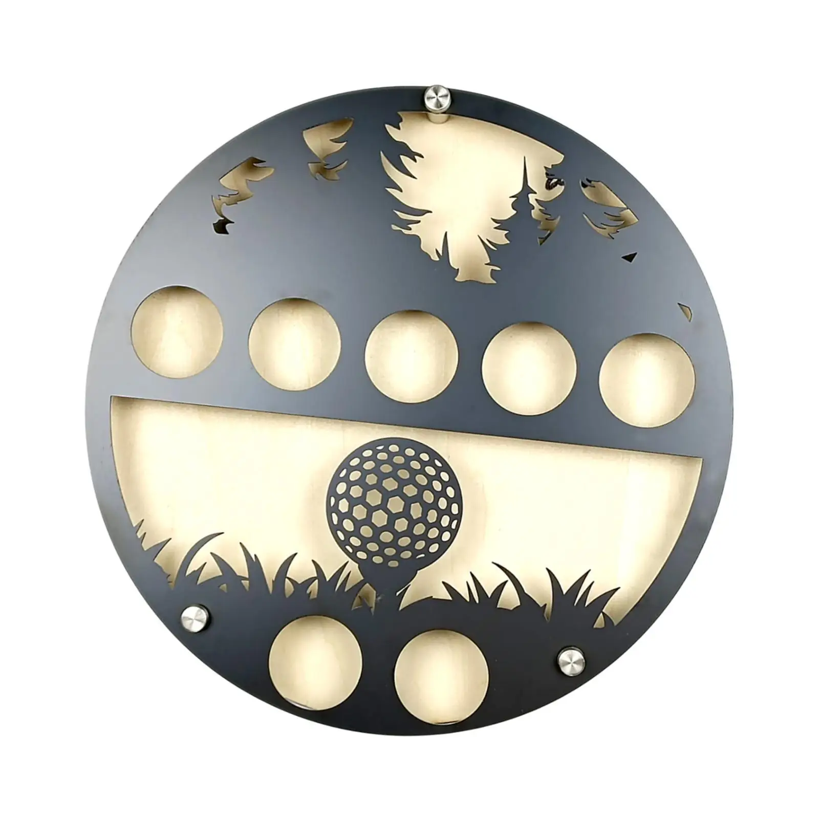 Golf Ball Display Case Collectible Iron Art Stylish Novelty 12 Inchx12 inch Wood & Metal Golf Ball Holder Display Wall Mount