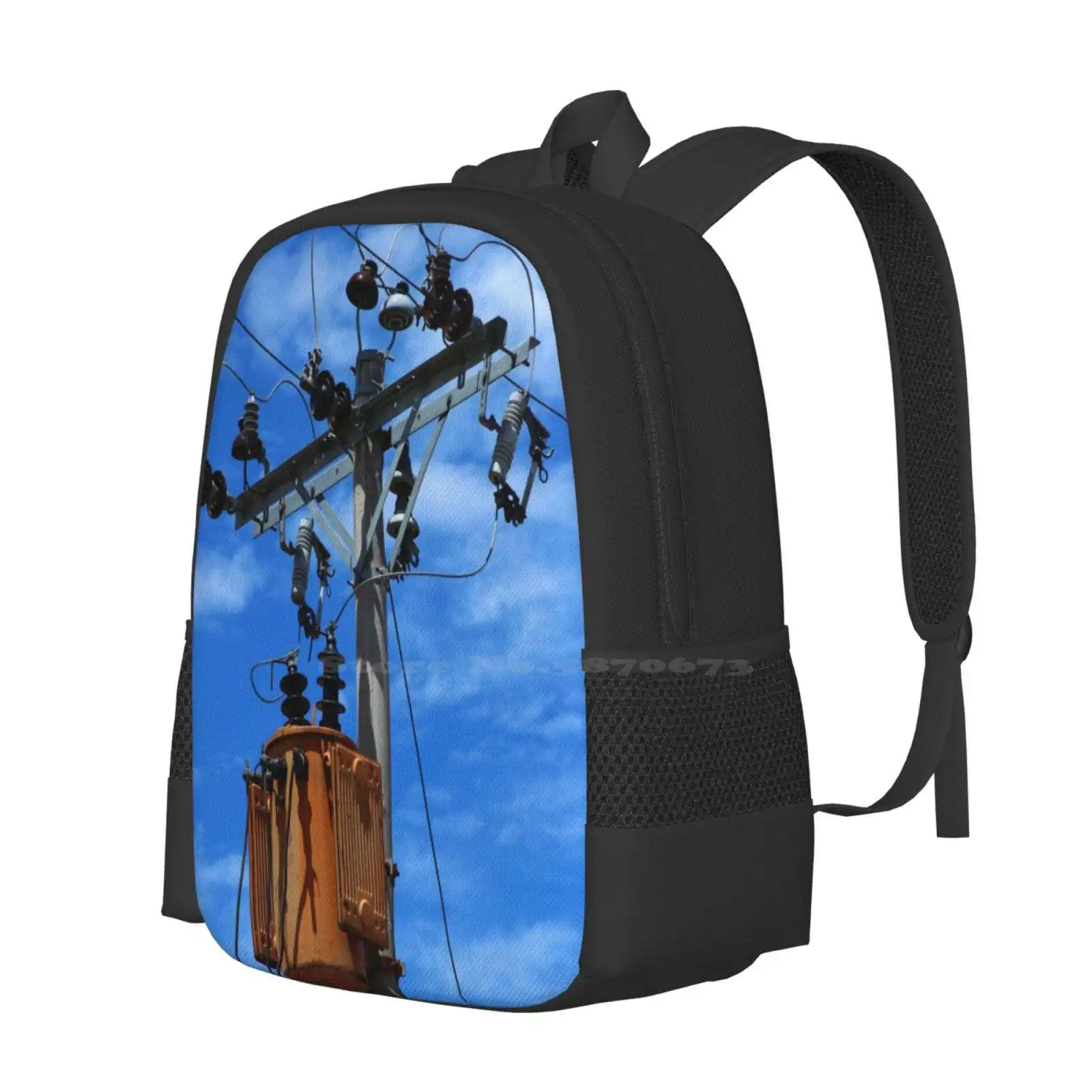 On A Pole School Bag Big Capacity Backpack Laptop Cable Wire Utility Pole Outdoor Urban Cotacachi Ecuador