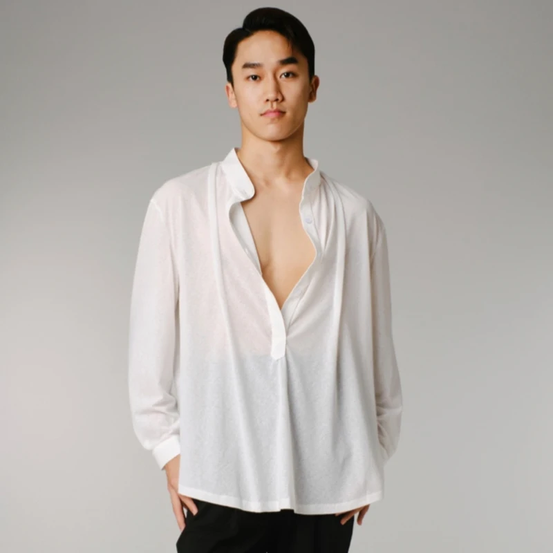 3 ألوان الخامس الرقبة الرقص الحديث الأعلى الرجال طويلة الأكمام قاعة الرقص القمم الكبار السامبا اللاتينية الرقص أعلى التدريب الدعاوى SL14751 #4