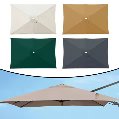 1 Pc Umbrella Replacement Canopy 200cmx300cm Waterproof Heavy Duty Easy to Install for Outdoor Use Home Deck Beige Block Dust
