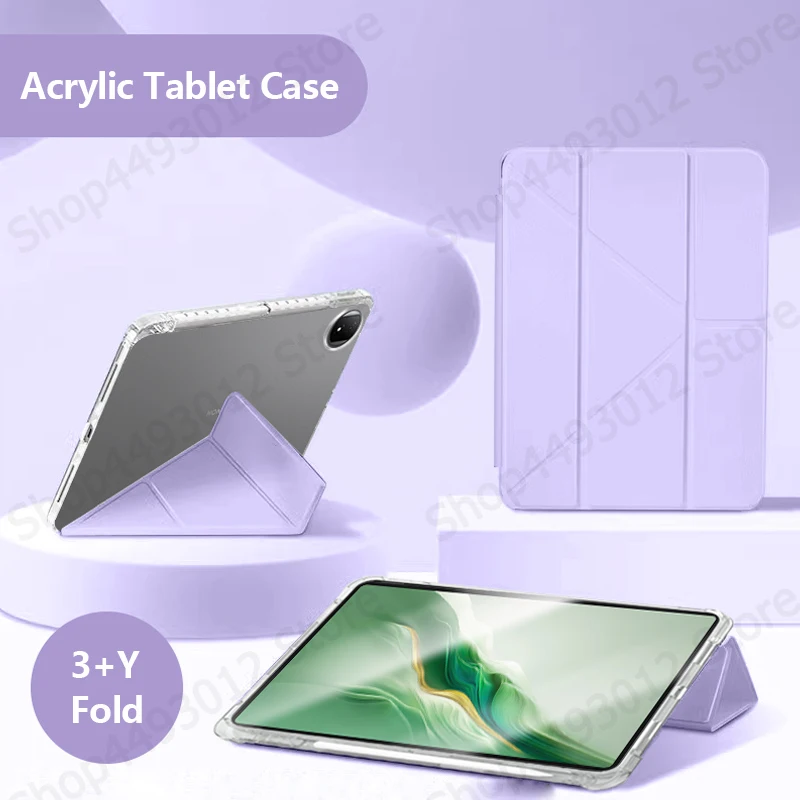 For Honor Magic Pad 2 Case with Pencil Holder Smart Fold Leather Acrylic Back Stand Cover For Funda MagicPad 2 Case 12.3 inch