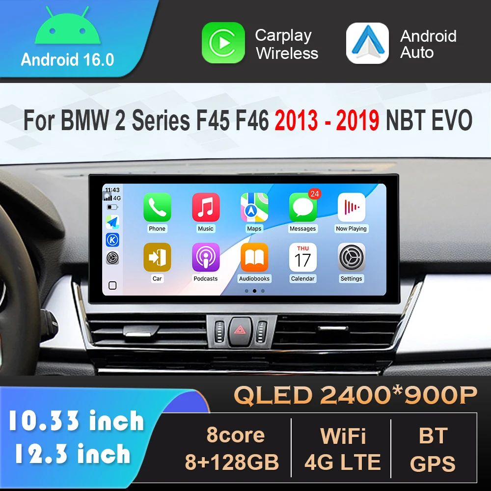 Android 16 for BMW 2 Series F45 F46 2013 2014 2015 - 2019 NBT EVO System Carplay 4G Wifi GPS Car Radio Video Multimedia Player