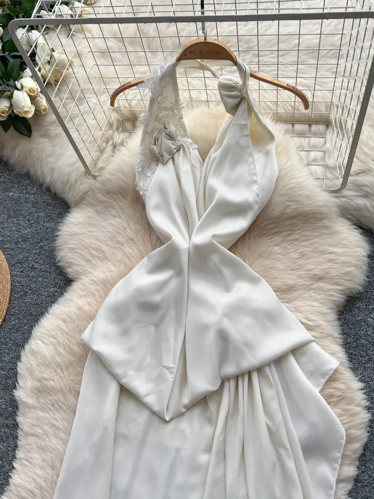 Ele Satijnen avondjurk met borduursel met kralen en hangend ontwerp A-lijn damesrok met hoge taille Dr voor Ci Com...