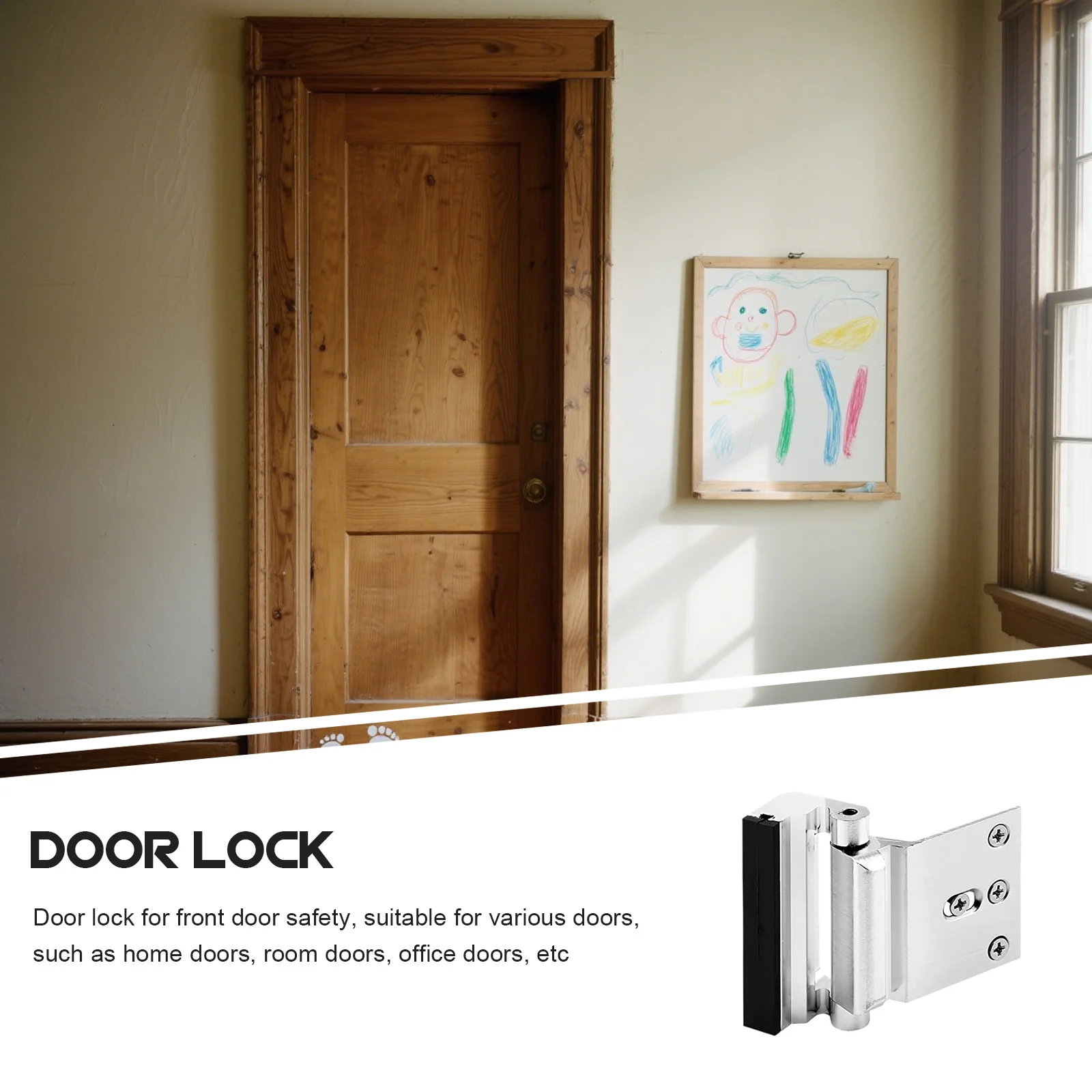 Kunci Pintu Keamanan Penguat Kunci Logam Mudah Dipasang untuk Keamanan Pintu Anti Maling Rumah Kantor Apartemen