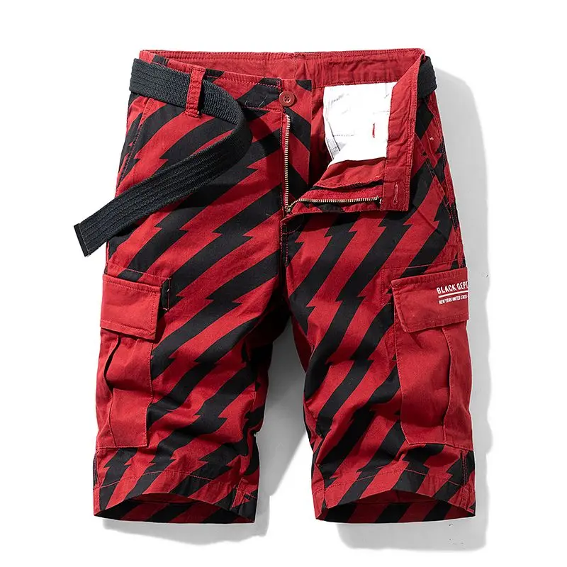 

Men's Summer Casual Camouflage Mid-Length Cargo Shorts Lightweight Pure Cotton Striped with Loose Fit for Trendy Athletic