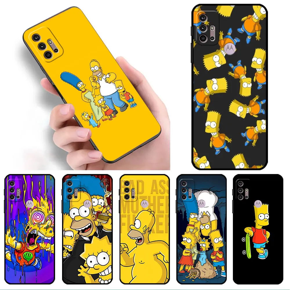 The Simpson Cute Case For Motorola G60 G52 G30 G22 G51 G53 G31 G60s G200 G32 Edge 20 G50 Black Soft Phone Covers