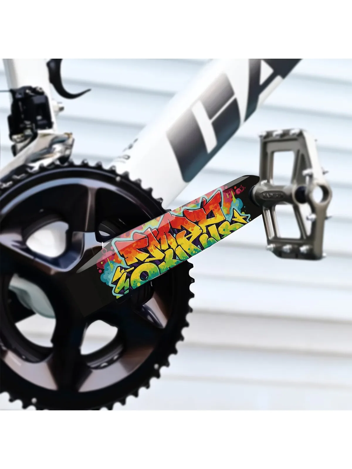 AliExpress NONE Neon Graffiti Bicycle Crank & Handlebar Stickers, High Quality Anti-Scratch Protective Film, Chainring Guard Decor Decals,