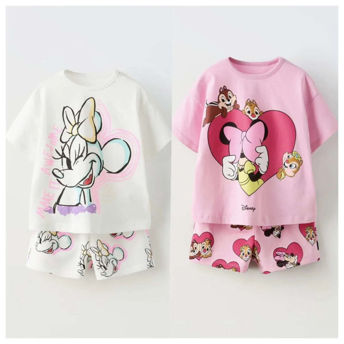 Children's Mickey Cartoon Top And Pants Set Sports Shirt Clothes For Girls Aged 3-12 Minnie Mouse Casual Set For Children