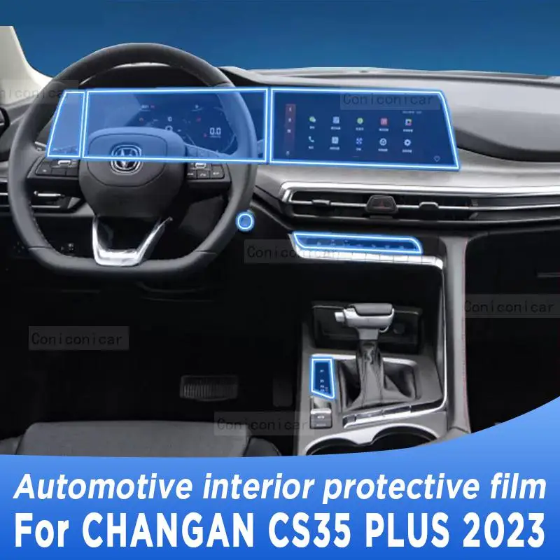 For CHANGAN CS35 PLUS 2023 Gearbox Panel Navigation Screen Automotive Interior TPU Protective Film Cover Anti-Scratch Sticker