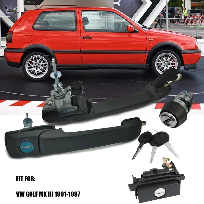Zestaw zamków drzwi samochodowych, klamki i zamki pasujące do Golfa Mk3 1H0837207B 1H0905855A 1H6827571A 1H0898081