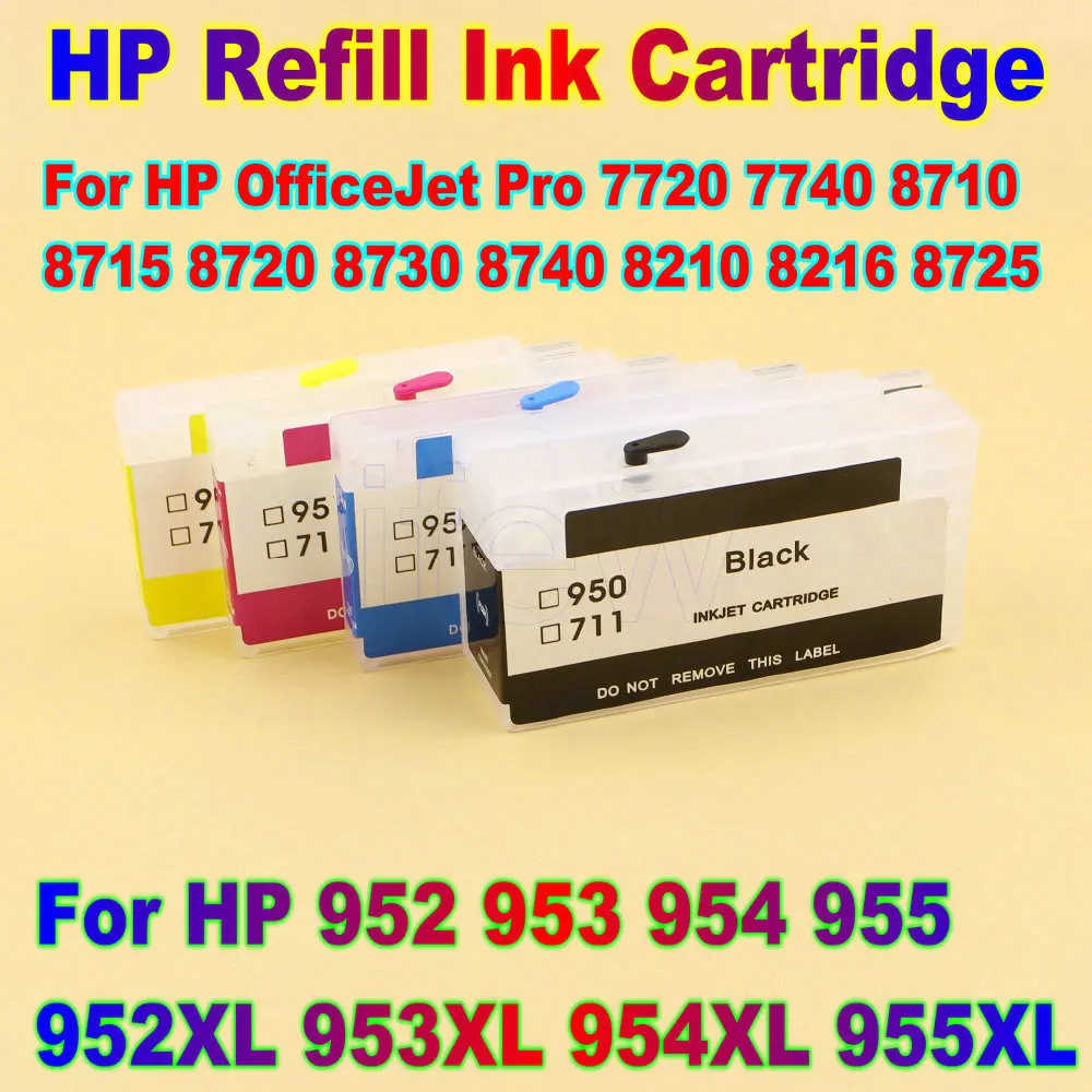 

7720 8210 Ink Cartridge For HP OfficeJet Pro 7720 8210 7740 8710 8715 8720 8730 8740 8216 8725 Printer Refillable Cartridge Set