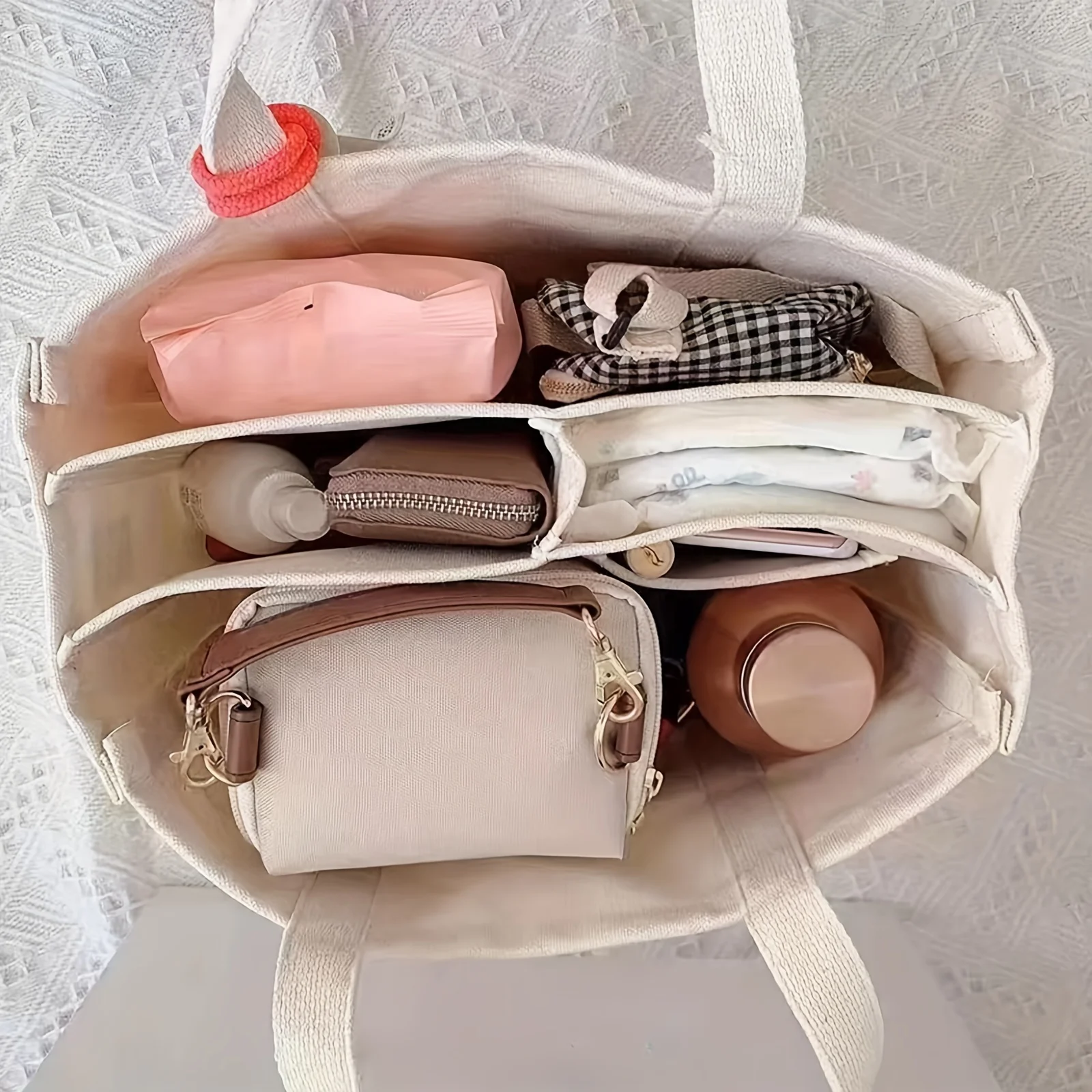 Women\'s Bag Canvas Large Capacity Multi Tote Handbag Layer Function Crossbody Bag Women\'s Handbag Shopping
