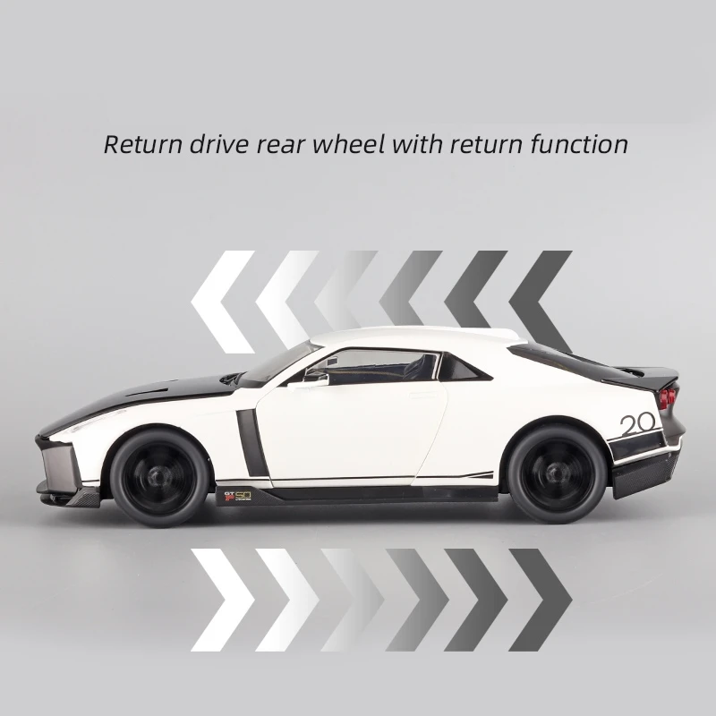 1/18 Nissan GTR 50 Toy Car Model Diecast Miniature Racing Model Doors Openable Sound & Light Collection Gift For Boy Children