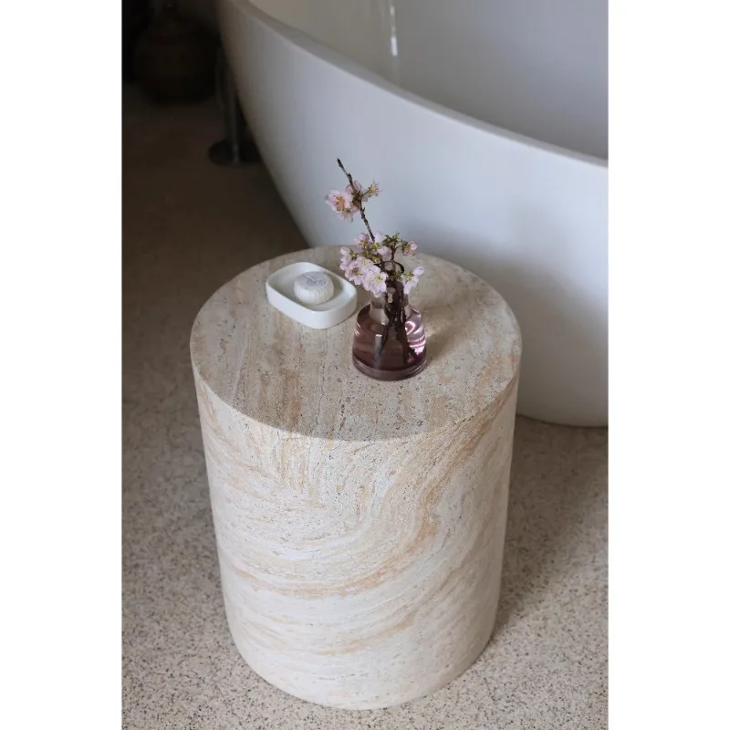 Sofa cylindrical bed and breakfast living room imitation marble coffee table design art classic versatile Hard decoration