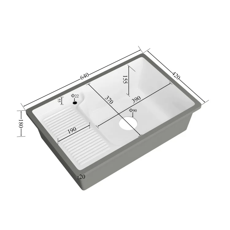 Embedded with Washboard Drop-in Sink Console Laundry Basin with Washboard Laundry Tub