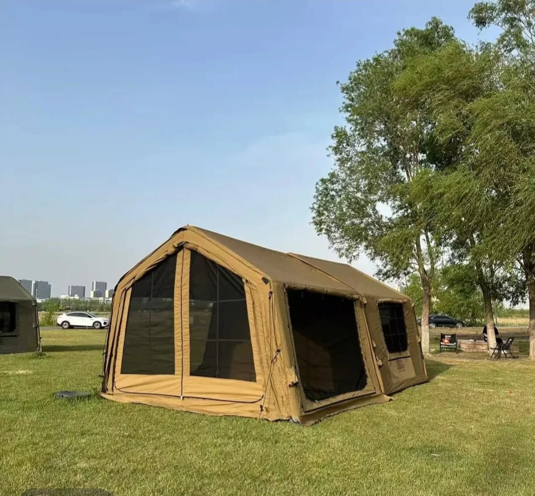 8m²+8m² Outdoor Waterproof Four-Season Family Camping Tent Stylish Roof Inflatle Air Tent