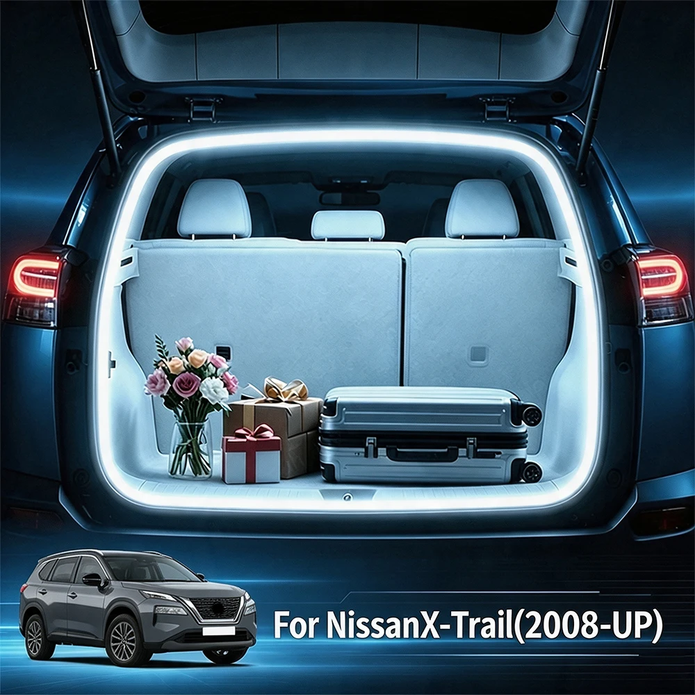 For Nissan X‑Trail 2008‑Up LED Car Trunk Light Strip Rear Boot Light Auto Automatic Induction Atmosphere Lamp Modification Accs