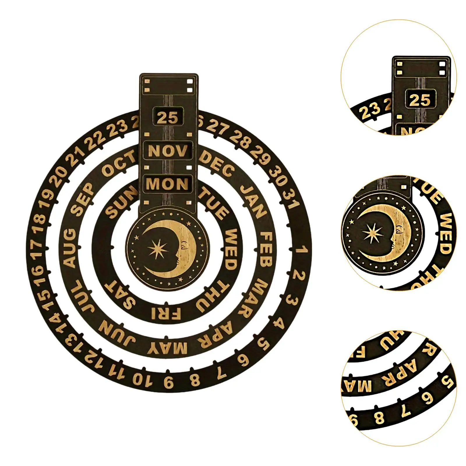 Calendrier perpétuel rotatif pour étagère, cheminée, table de chevet