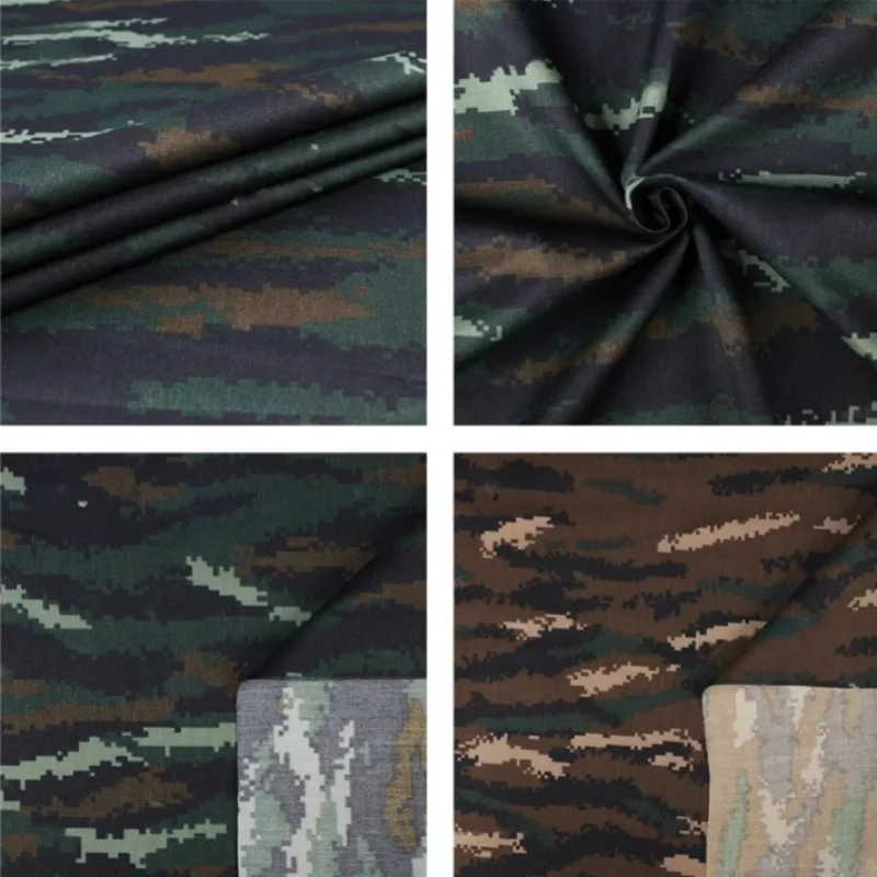 

Tiger-stripe Camouflage Fabrics Polyester-cotton Blend with Conductive Thread Infrared-resistant DIY Hunting Tactical Sewing