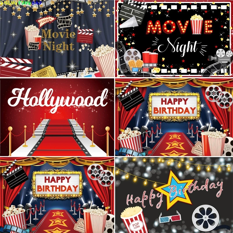 

Hollywood Movie Star Red Carpet Backdrop Glitters Cinema Background Birthday Party Decorations Stage Photo Studio Prop CE-01