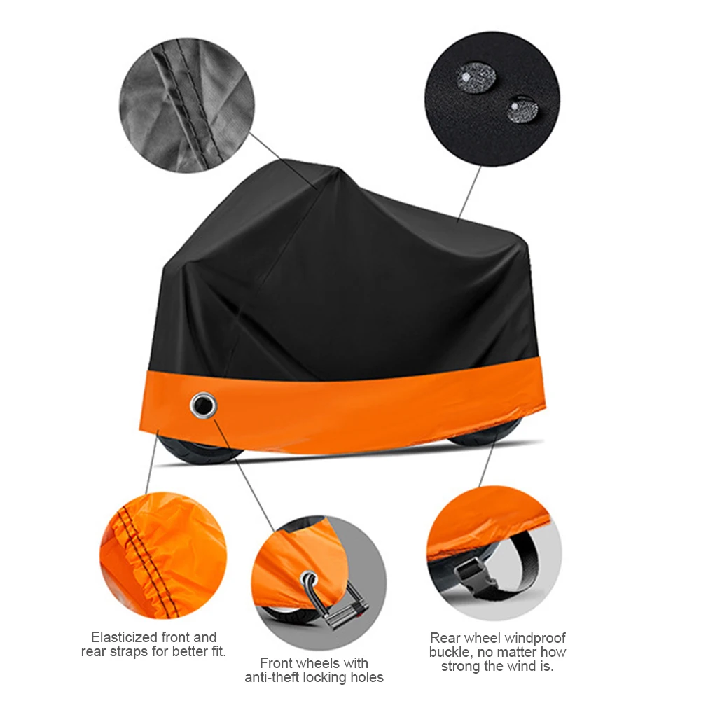 Motorcycle Cover Windproof All-Round Protection Polyester Taffeta 190T Waterproof Outdoor Motorbike Cover For Scooters Bicycles