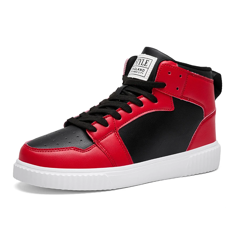 

2025 Red Men's High top Sneakers Leather Skateboard Shoes Men Women Casual Sneaker Hip Hop Original Shoes For men tenis masulino