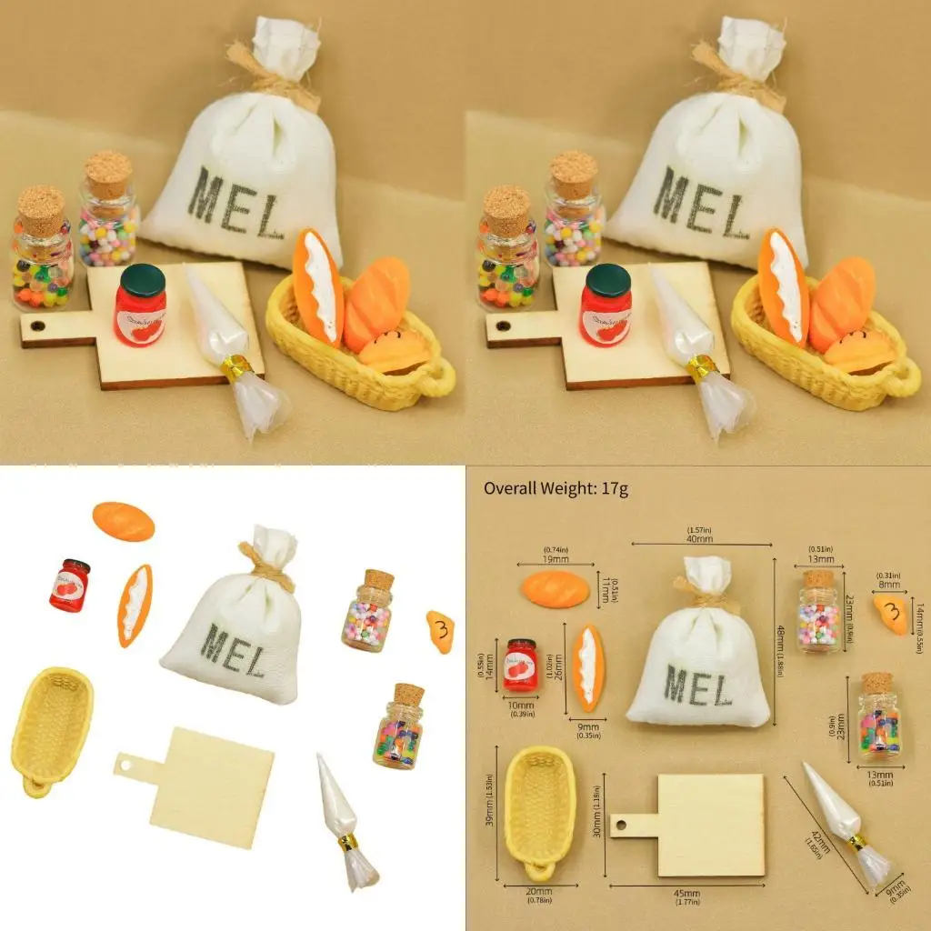 

Реалистичные миниатюрные аксессуары для сцены выпечки с игровым реквизитом для еды для кукольного дома, кухонная композиция,