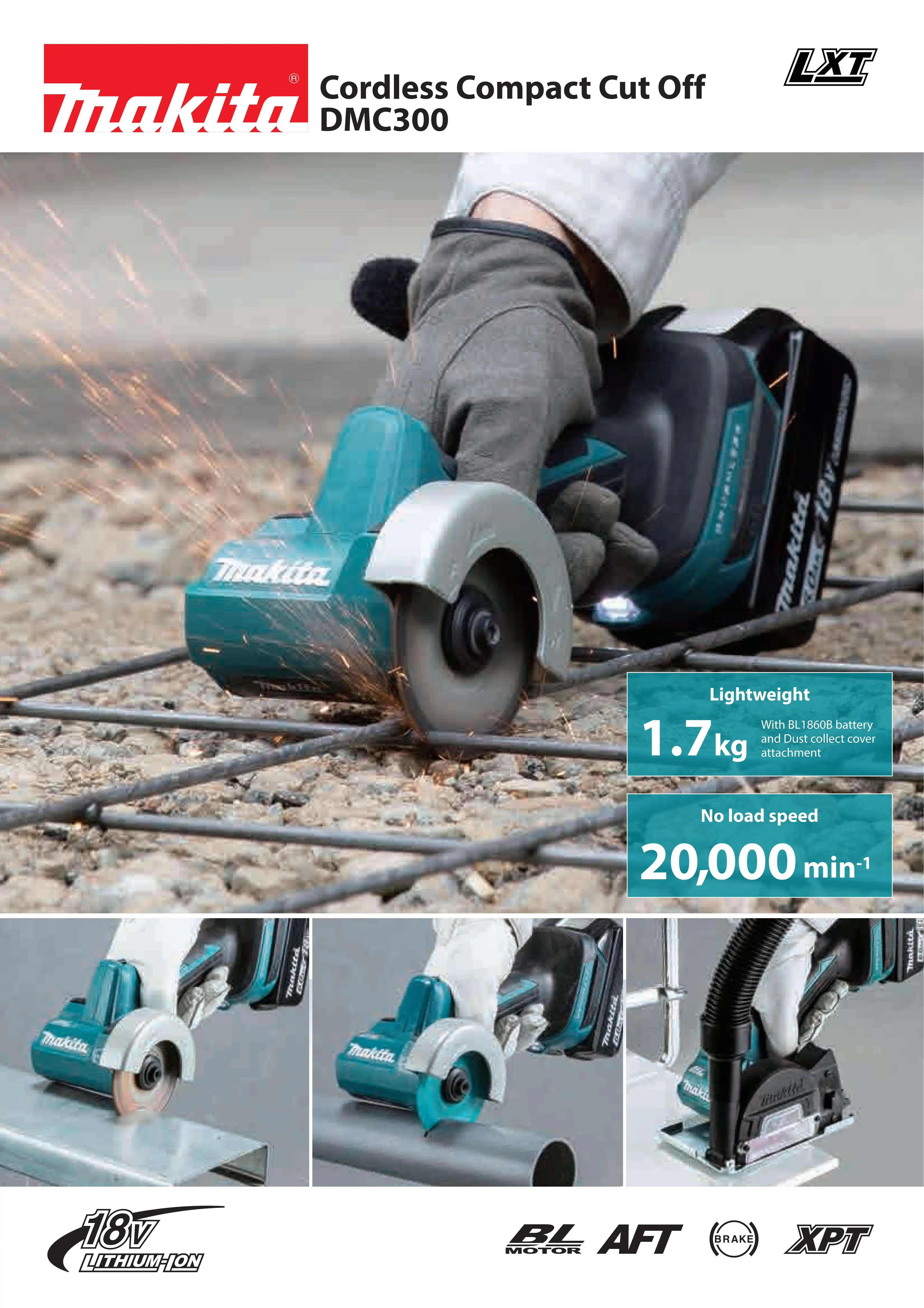 Makita DMC300Z Brushless Cordless Compact 76MM Cut OFF Angle Grinder 18V Lithium Power Tools 20000RPM