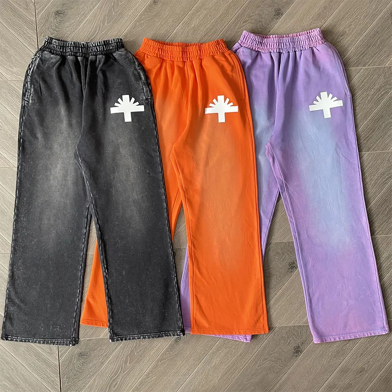 

Autumn Winter Fashion New Vertabrae Sweatpants Washed Logo Print Casual Trousers Men's High Street Sport Long-pants