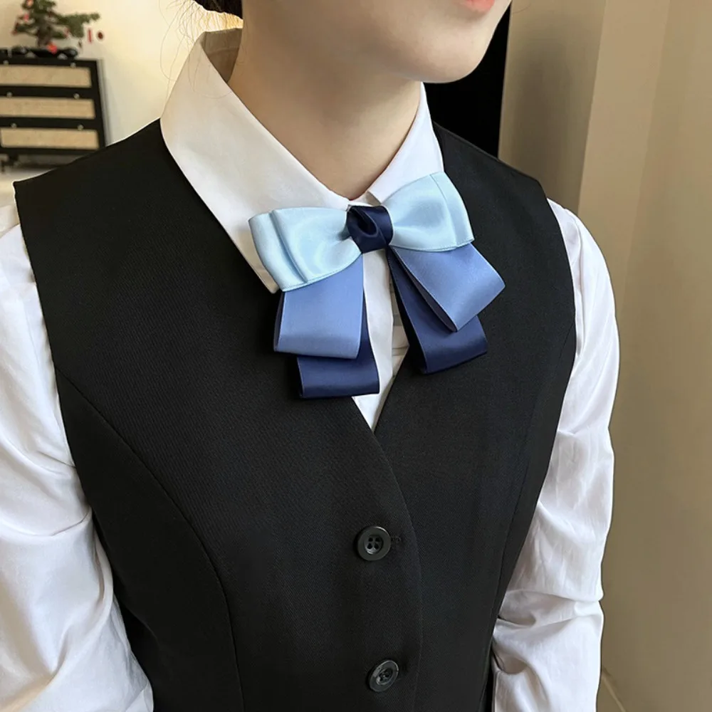 Fashionable Pure Blue Bow Tie Professional Workwear Shirt Collar Collar Decoration Bow Tie Accessory
