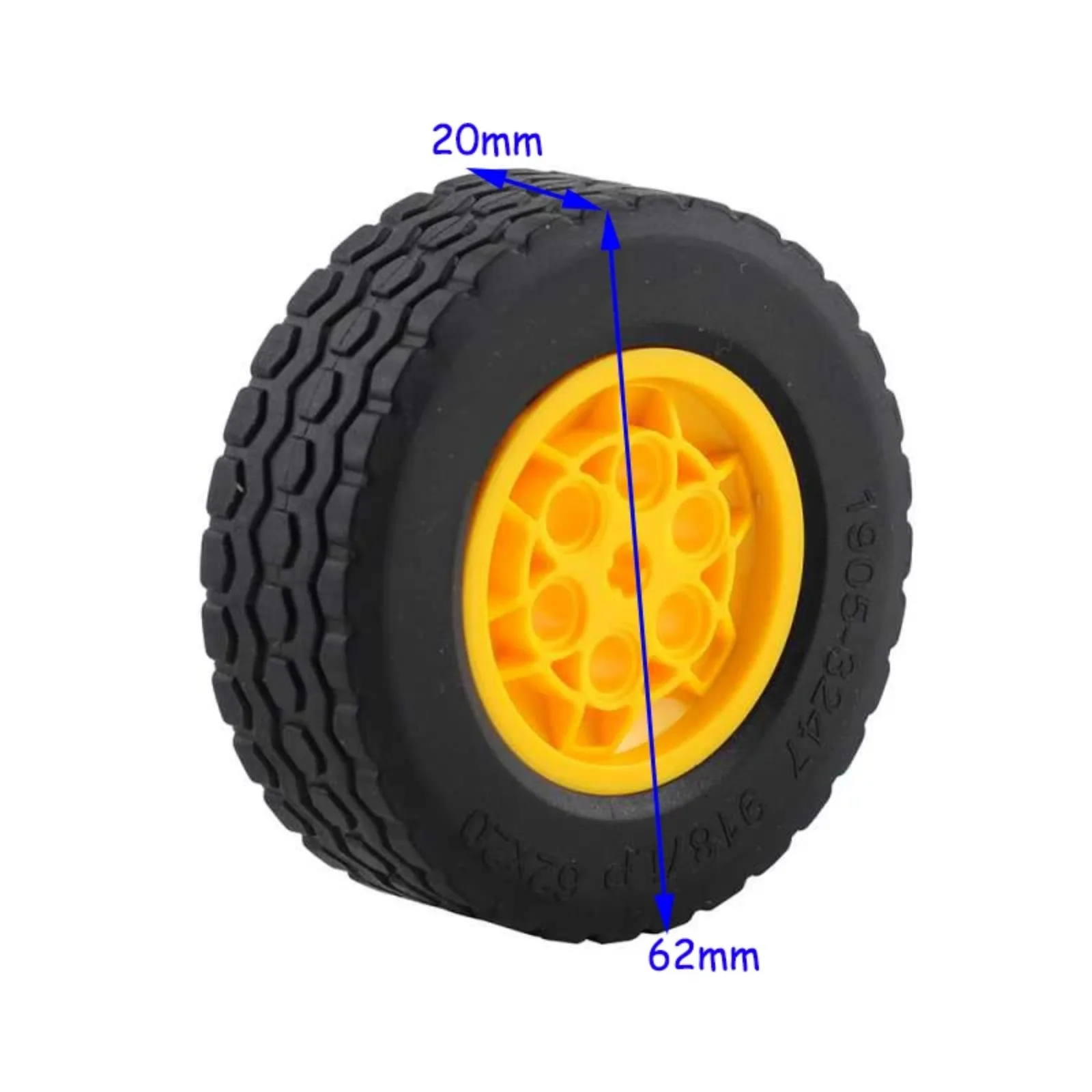 MOC Parts Power Function Car Chassis Tires Wheels 60x20mm Compatible Legoeds Bricks (Pack of 4)