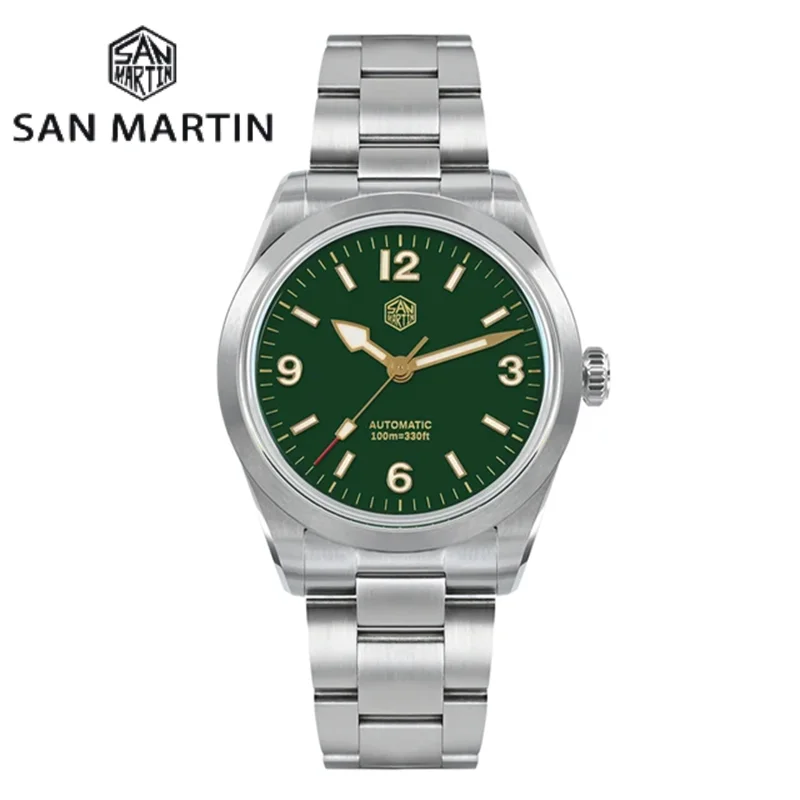 

San Martin New 38mm Vintage Enamel Dial NH35 Men Sport Watch Explore Climbing Series Automatic Mechanical Sapphire 10Bar BGW-9