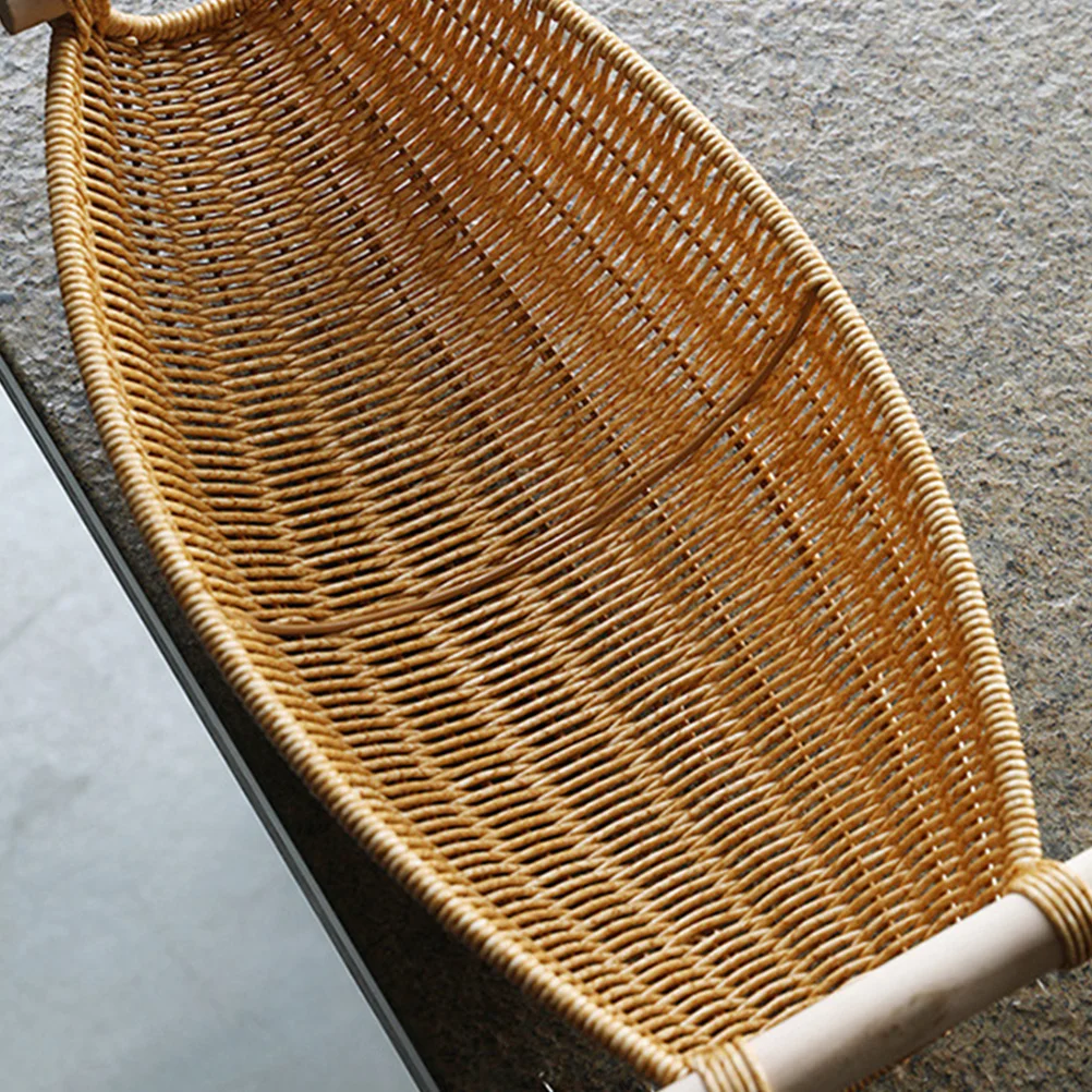 

Large Woven Storage Basket for Home Imitation Rattan Fruit Candy Snack Organizer Kitchen Pantry Desktop Decorative Tray