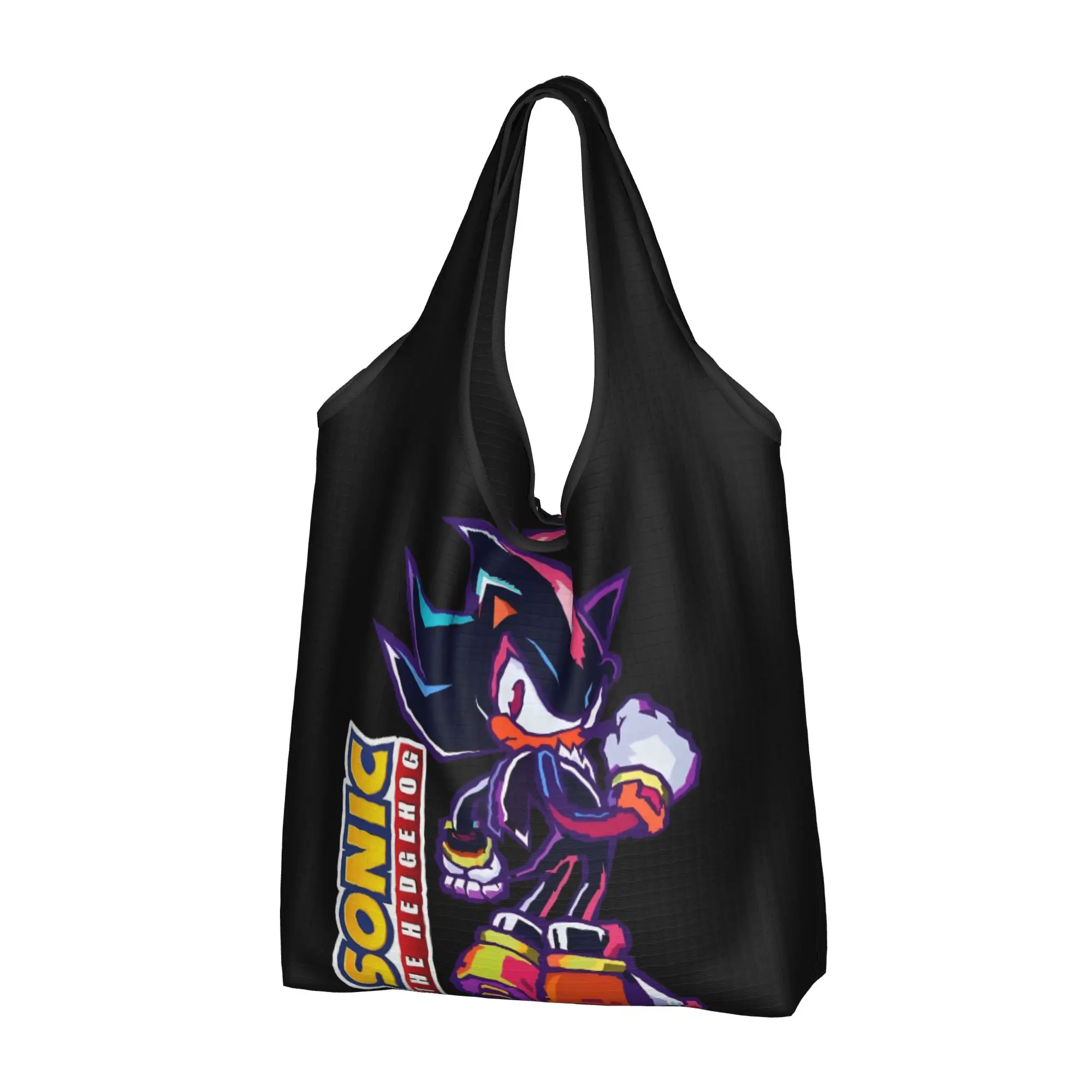 Cartoon Hedgehogg Shadow  Groceries Shopping Bags Kawaii Shopper Shoulder Tote Bags Big Capacity Portable Japanese Game  Handbag