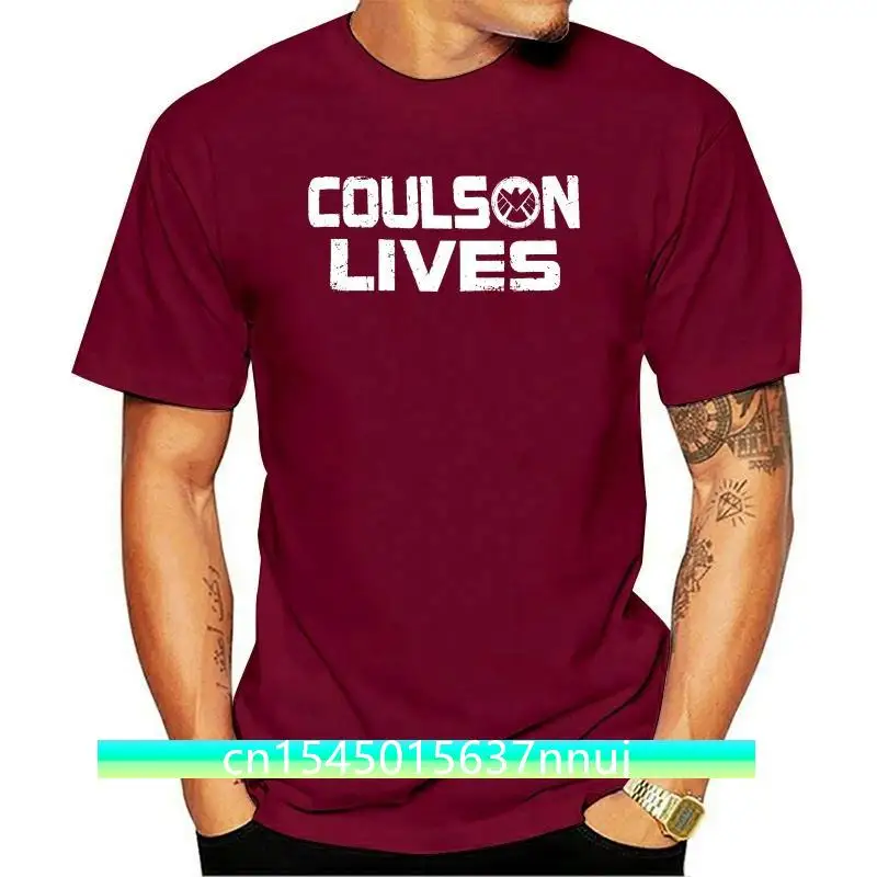 New Agents Of Shield Coulson Lives Logo Men's Black T shirt Tee 100% Cotton Men Short Sleeve T shirt