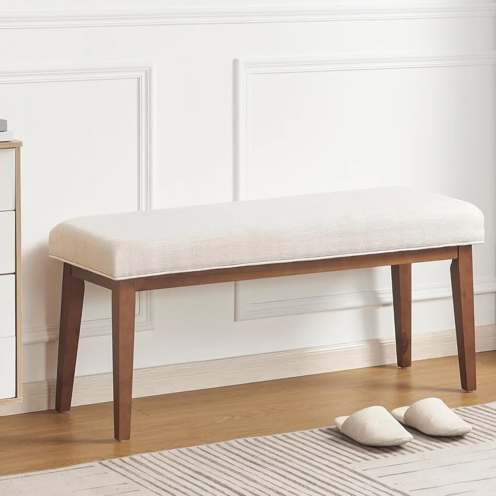 Bedroom Upholstered Bench with 42.5 Entryway Use and Living Room, Dining Bench Featuring Padded Seat and Solid Wood Legs