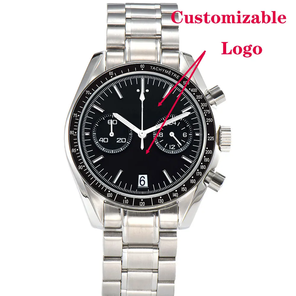 Orologio da uomo da 41 mm con cronografo con movimento VK64, vetro zaffiro e cinturino in acciaio inossidabile, orologio personalizzato da uomo d'affari di lusso