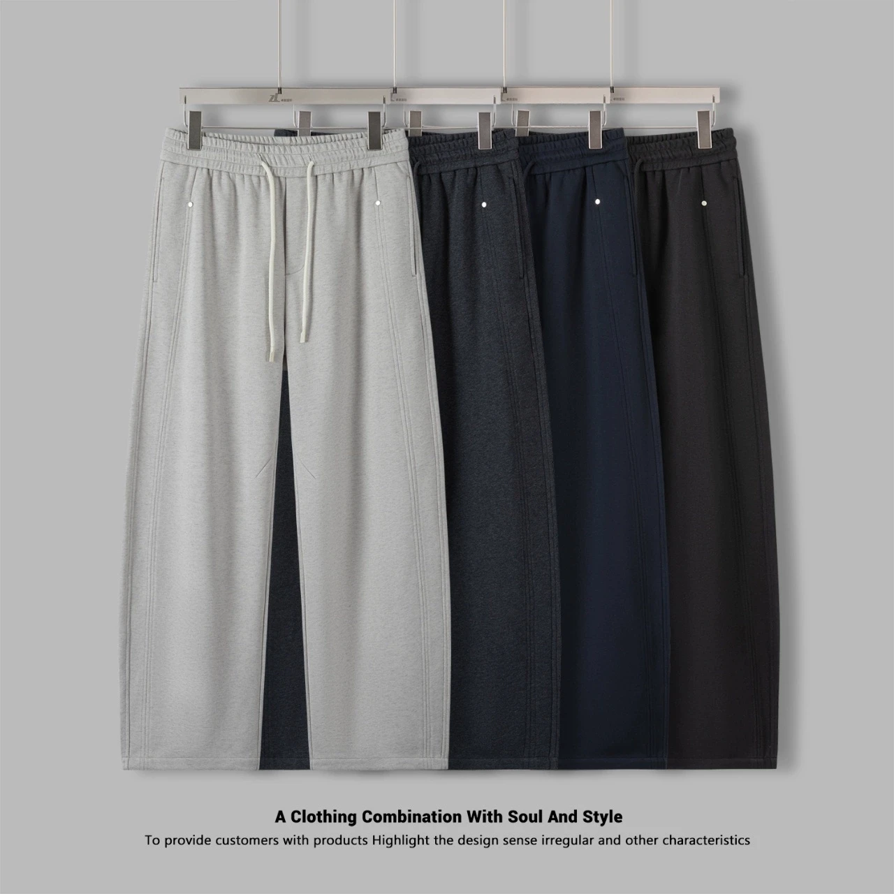 

Faionable Fce Lined Thiened Elastic Waist Wide Leg Casual Sweatpants for Men Autumn Winter Straight Cut Urban Sle