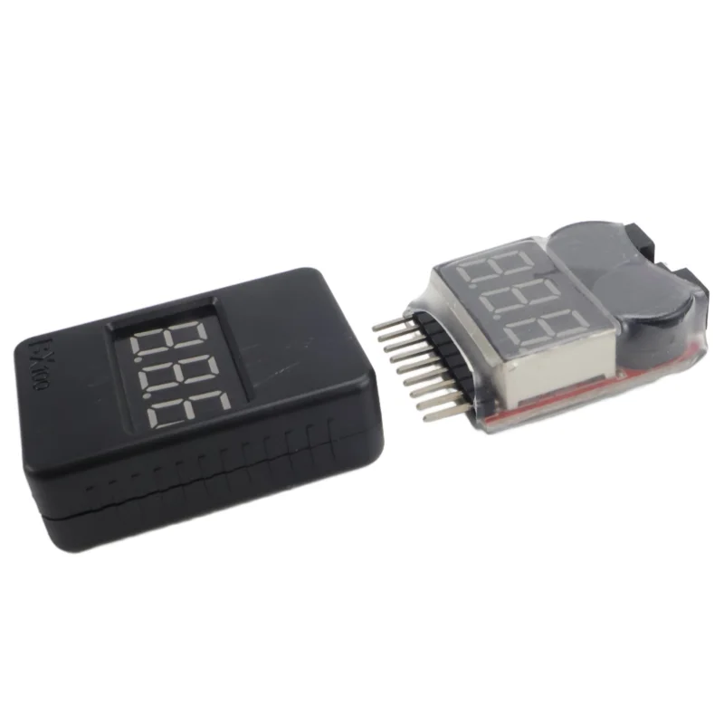 Probador de voltaje de batería Lipo 1-8S, zumbador de bajo voltaje, alarma, comprobador de voltaje de batería, altavoces duales para coche RC, Dron, barco, avión