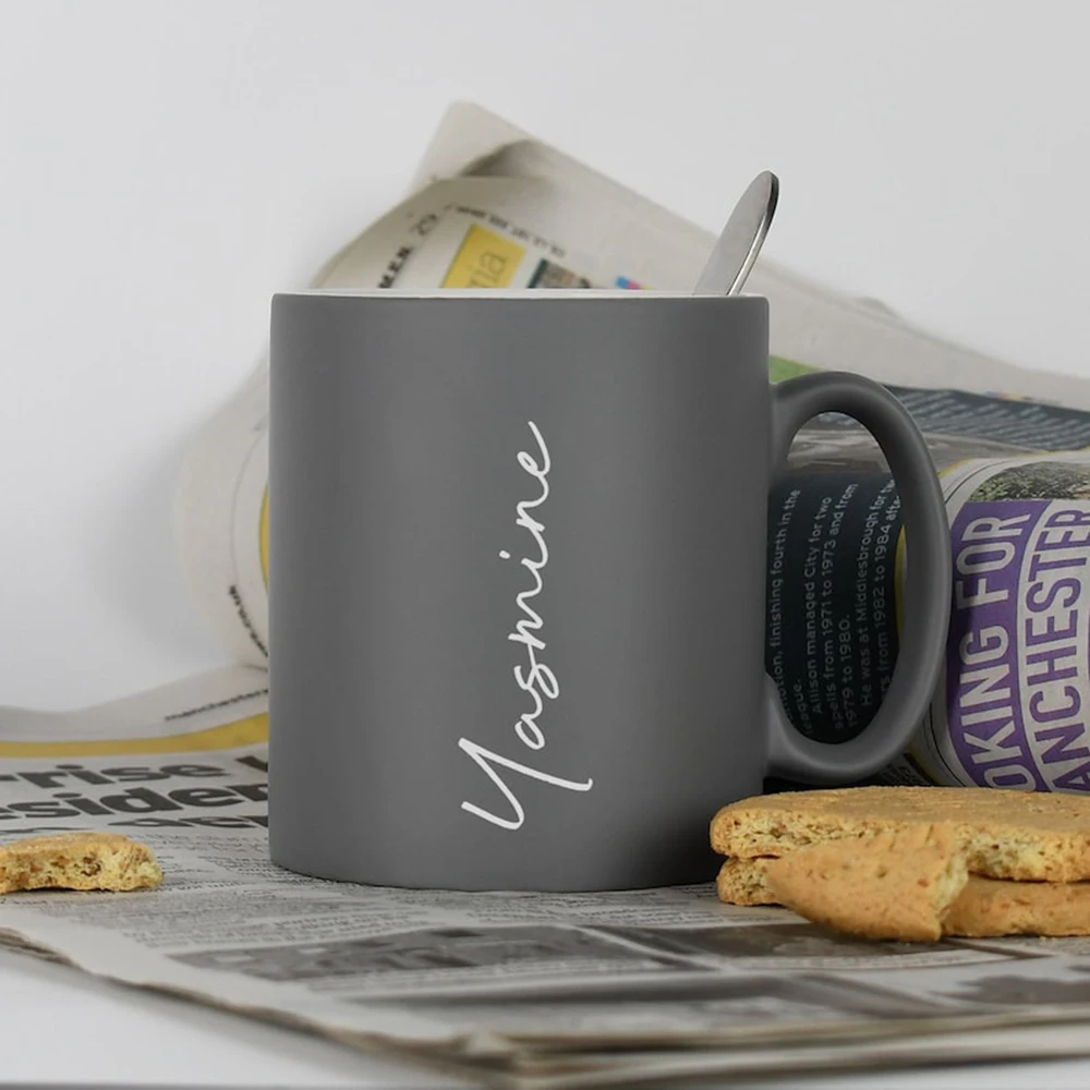 Taza de satén con nombre personalizado grabado con láser 2025 Idea de regalo de moda para mamá papá cumpleaños Navidad madres Día del Padre suave y liso