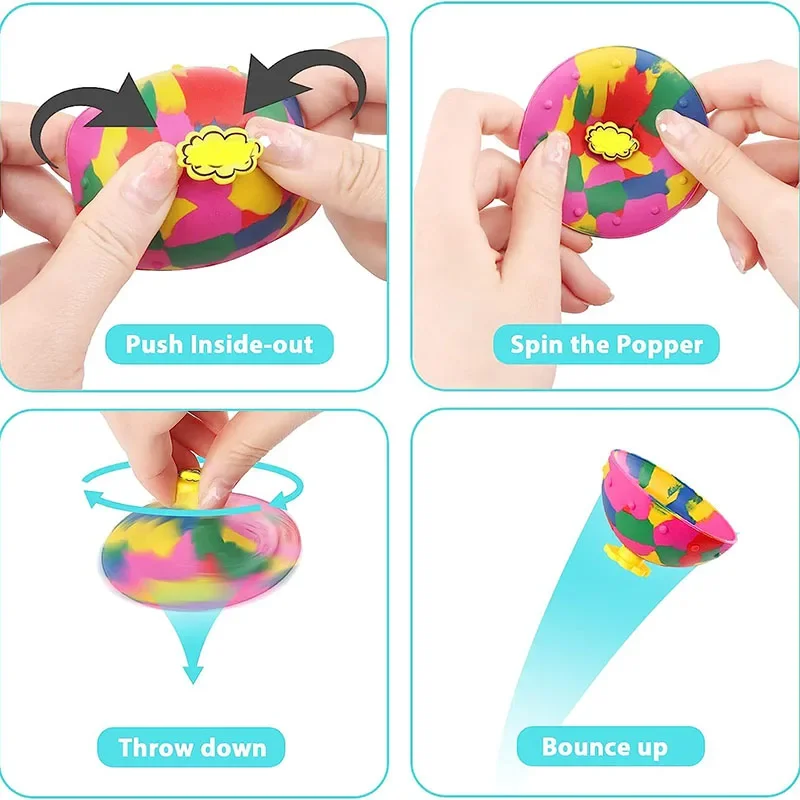 Hip Hop Jump Half Side Bouncing Ball Anti Stress Fidget Toys Kids Outdoor Fun Camouflage Spinning Bounce Bowl Fingertip Top Toy image 5