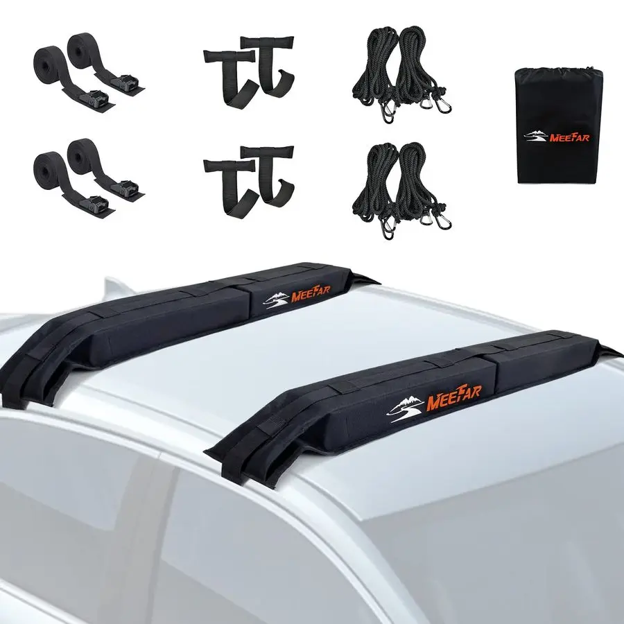 

Universal Car Soft Roof Rack Pads Luggage Carrier System for Kayak Surfboard SUP Canoe Include 2 Heavy Duty Tie Down Straps, 4