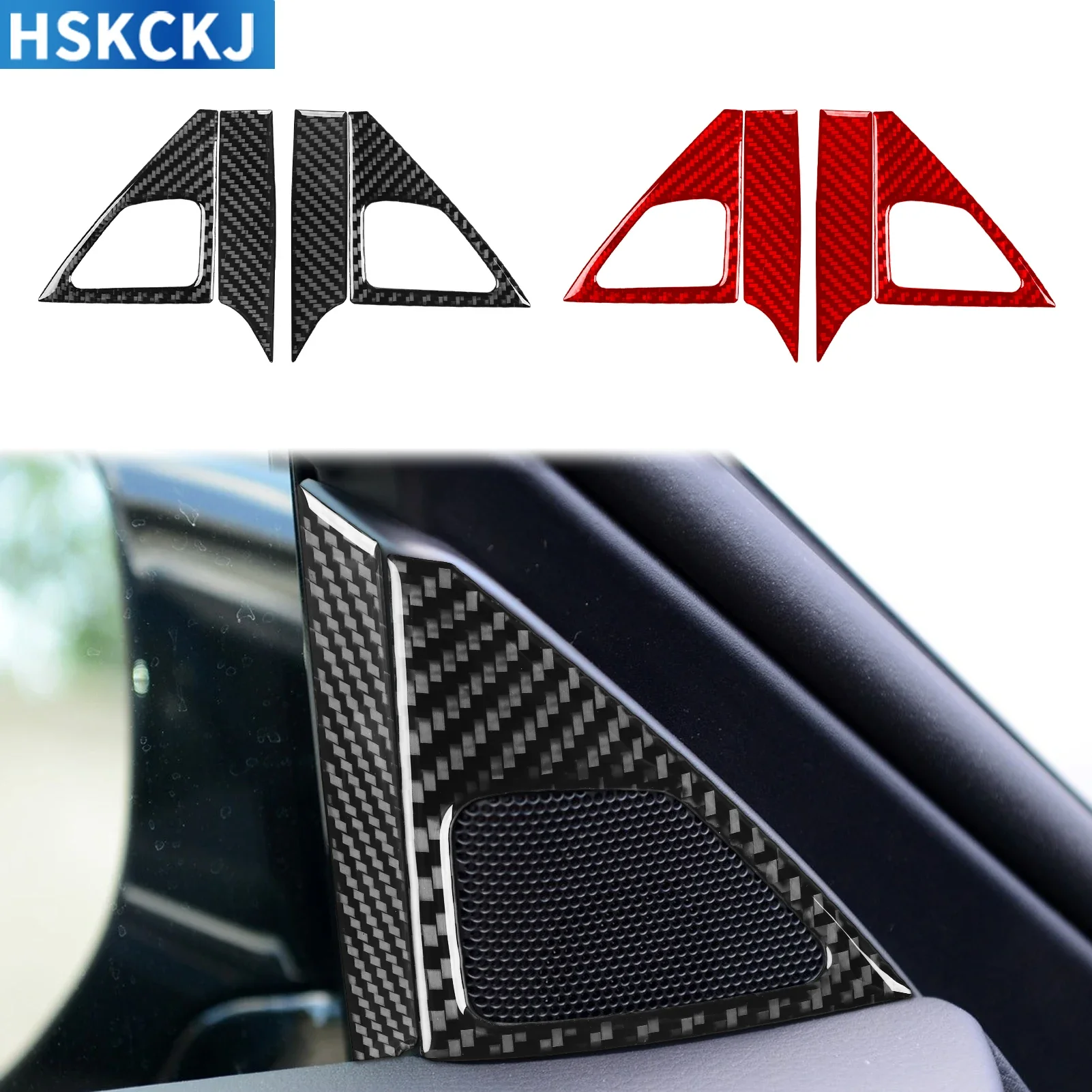 

For Infiniti Q50 2014——2020 Real Carbon Fiber Car Door Inner A-pillar Panel Set Cover Trim Sticker Decorative Accessories