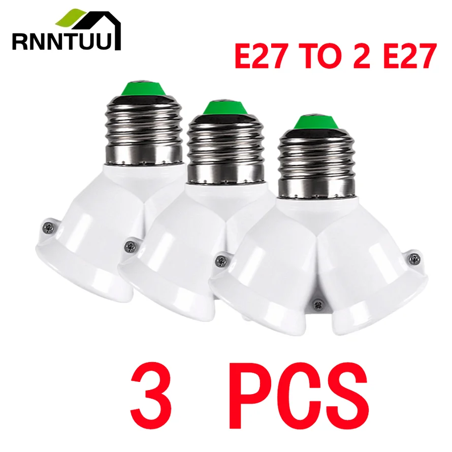 3/PCS Screw E27 LED Base Light Lamp Bulb Socket E27 to 2-E27 Splitter Adapter lamp holder E27 socket bulb holder